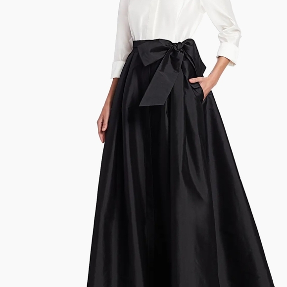 Terri Jon Elegant White Black Maxi Evening Dress - Picture 4 of 8